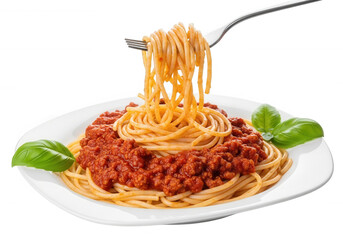 Spaghetti Bolognese with Basil isolated on a transparent background