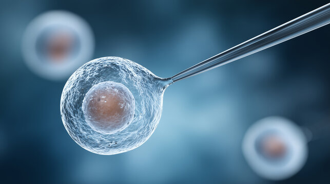 In Vitro Fertilization Process With Egg Cell And Needle