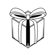 Simple vector outline of a gift box tied with a ribbon perfect for celebrations and presents
