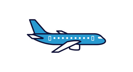 Illustration of a blue airplane isolated on white background