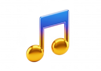 Blue gold musical note isolated on a transparent background