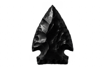 Black obsidian arrowhead representing ancient prehistoric weapon skill