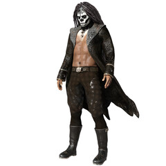 3D rendered male fantasy character as a voodoo wizard isolated on transparent background. 