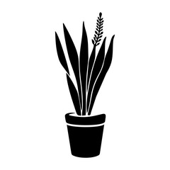 Potted plant silhouettes. Leafy plants. Simple potted houseplant designs. Perfect for plant lovers. Vector set of elements.