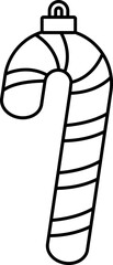Candy Canes Christmas Ornament outline Vector isolated.
Children's coloring pages.
Transparent background.