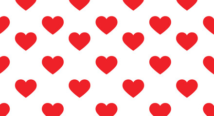 A repeating pattern of red heart shapes on a white background.