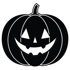 Black silhouette of jackolantern with spooky face for halloween design