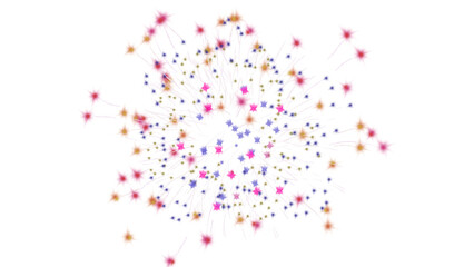 Vibrant burst of colorful fireworks exploding against a stark black sky creating a festive and celebratory atmosphere for events and special occasions