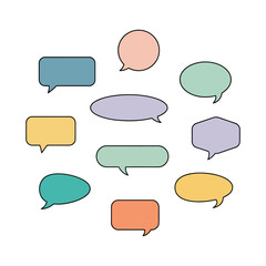 Obraz premium Vector art of collection of colorful speech bubbles for communication and social media concept