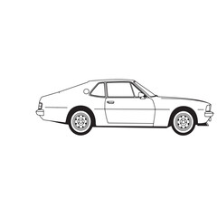 Black and White Outline of a Vintage American Muscle Car