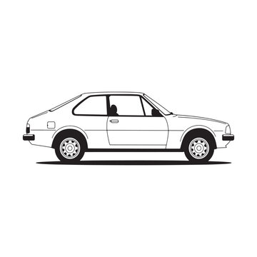 Vintage Coupe Car Outline Side View automobile vehicle