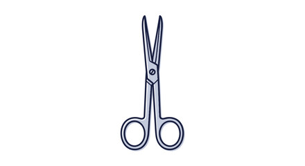 Blue-tinted surgical scissors illustration a medical instrument with finger rings and sharp blades.