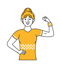 Businesswoman gesturing strength and power