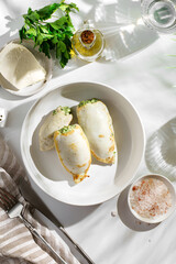 squid stuffed with cheese and herbs