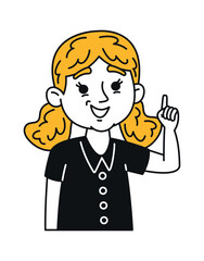 Schoolgirl having idea pointing finger