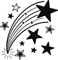 Obraz premium Whimsical shooting star trail with many stars cosmic celestial sparkle design