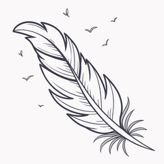 Obraz premium Feather illustration with birds flying around
