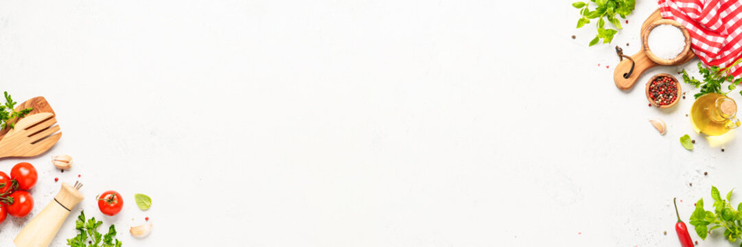 Healthy food background on white.