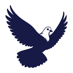 Dove silhouette vector.Bird Symbol of Peace and Freedom