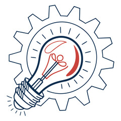 Light bulb and gear representing creative process