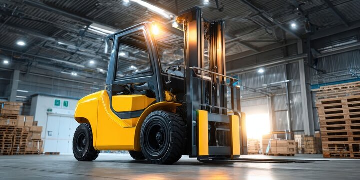 Forklift Training Session with Managers and Workers in a Warehouse