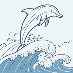 Dolphin jumping out of water on wave