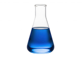 Blue liquid in glass flask isolated on a transparent background