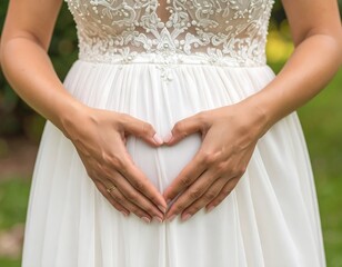 Pregnant woman in a wedding dress