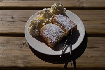 Cake with whipped cream in Austria,Europe
