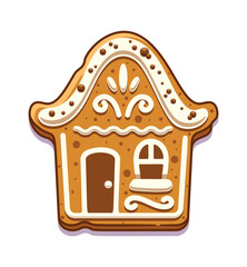Cute festive gingerbread house biscuit