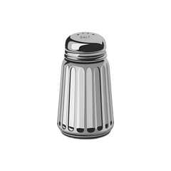 Silver metal salt shaker with ribbed design condiment