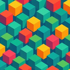 Fototapeta premium Vibrant 3D Colorful Cube Pattern in High Fidelity Design
