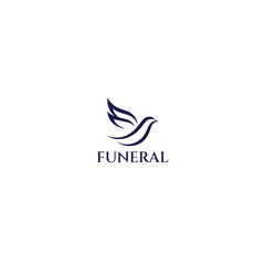 Minimalist Funeral Logo with Dove and Wings Symbol