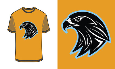 Stylized Tshirt mockup falcon head graphic orange with t shirt hawk bird