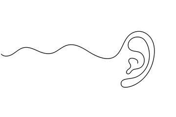 Minimalist human ear line art continuous single line vector illustration isolated
