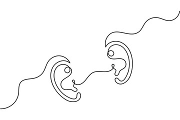 Minimalist human ear line art continuous single line vector illustration isolated

