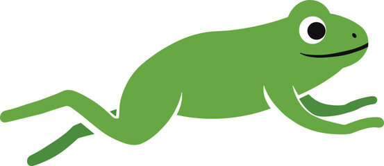 Green frog jumping illustration, amphibian animal vector, cartoon wildlife design, nature and biology concept, cute frog movement educational graphic art