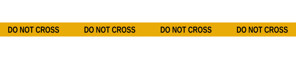 Do Not Cross Tape, Police Line or Safety Barrier, Yellow Black Caution Ribbon, Isolated Transparent PNG