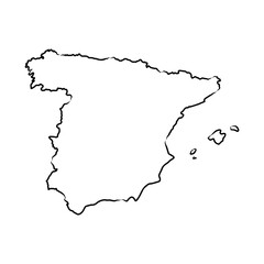Spain map, vector sketch illustration