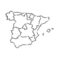 Spain map, vector sketch illustration