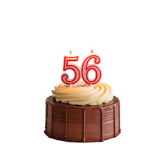 Chocolate Cake with Number 56 Candles and Swirl Frosting