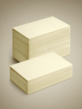 Two neat stacks of blank ivory business cards are displayed against a neutral background, ready for ing or message customization.