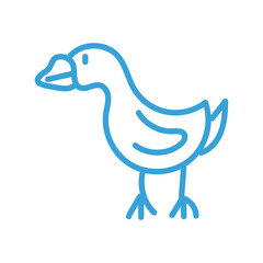Simple Blue Line Art Duck/Goose Icon
