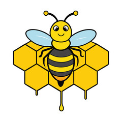 A golden honeycomb dripping with rich, sweet honey, showcasing the natural beauty and craftsmanship of bees’ work in perfect hexagonal patterns filled with golden nectar.
