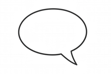 Speech bubble icon representing chat, communication, and dialogue, on a transparent background
