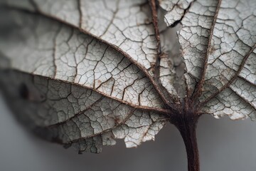 Obraz premium Dried Leaf, Delicate Veins, Against Somber