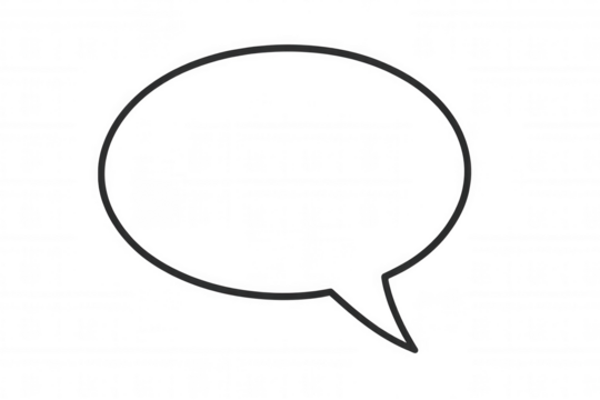 Speech bubble icon representing chat, communication, and dialogue, on a transparent background
