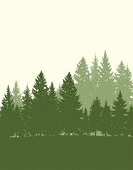 Fototapeta premium Nature Illustration of Silhouetted Evergreen Trees in a Protected Area on an Ivory Background