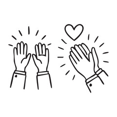 Expressive Hand Drawn Illustrations Celebrating Success Hand Gestures and Applauding with Energy and Enthusiasm Depicted in Lively Artwork