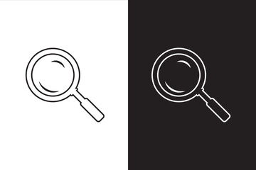Magnifying glass icon, vector magnifier,  Magnifying glass icon, search icon Vector Illustration, Magnifying glass set, Zoom symbol, zoom lens sign, scan search symbol with black and white background.